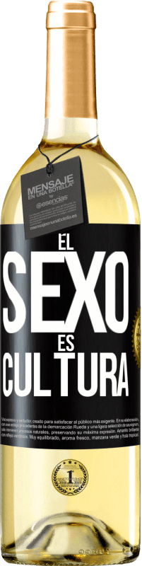 Envío gratis | Vino Blanco Edición WHITE El sexo es cultura Etiqueta Negra. Etiqueta personalizable Vino joven Cosecha 2023 Verdejo