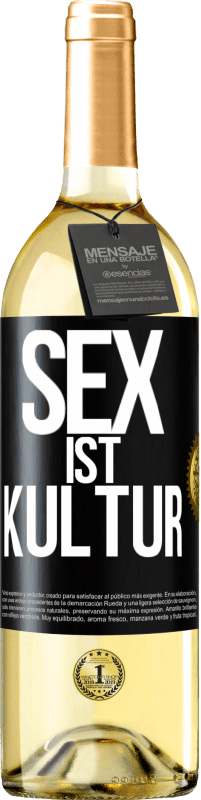 Kostenloser Versand | Weißwein WHITE Ausgabe Sex ist Kultur Schwarzes Etikett. Anpassbares Etikett Junger Wein Ernte 2023 Verdejo