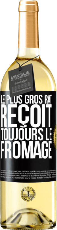 Envoi gratuit | Vin blanc Édition WHITE Le plus gros rat reçoit toujours le fromage Étiquette Noire. Étiquette personnalisable Vin jeune Récolte 2023 Verdejo