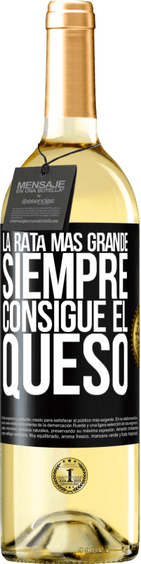 Envío gratis | Vino Blanco Edición WHITE La rata más grande siempre consigue el queso Etiqueta Negra. Etiqueta personalizable Vino joven Cosecha 2023 Verdejo