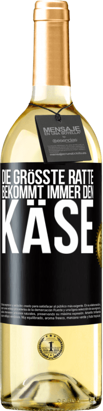 Kostenloser Versand | Weißwein WHITE Ausgabe Die größte Ratte bekommt immer den Käse Schwarzes Etikett. Anpassbares Etikett Junger Wein Ernte 2023 Verdejo