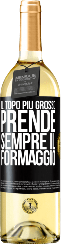 Spedizione Gratuita | Vino bianco Edizione WHITE Il topo più grosso prende sempre il formaggio Etichetta Nera. Etichetta personalizzabile Vino giovane Raccogliere 2023 Verdejo