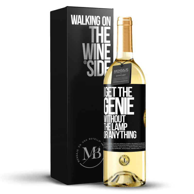 29,95 € Free Shipping | White Wine WHITE Edition I get the genie without the lamp or anything Black Label. Customizable label Young wine Harvest 2023 Verdejo