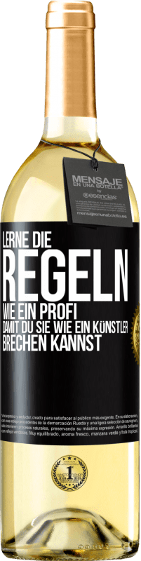 29,95 € | Weißwein WHITE Ausgabe Lerne die Regeln wie ein Profi, damit du sie wie ein Künstler brechen kannst Schwarzes Etikett. Anpassbares Etikett Junger Wein Ernte 2024 Verdejo