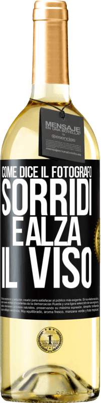 Spedizione Gratuita | Vino bianco Edizione WHITE Come dice il fotografo, sorridi e alza il viso Etichetta Nera. Etichetta personalizzabile Vino giovane Raccogliere 2023 Verdejo