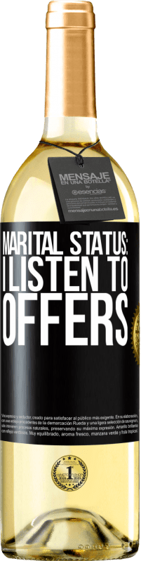 Free Shipping | White Wine WHITE Edition Marital status: I listen to offers Black Label. Customizable label Young wine Harvest 2023 Verdejo