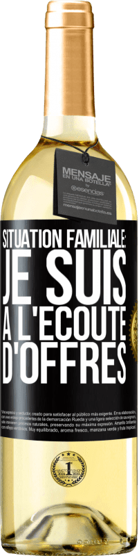 29,95 € Envoi gratuit | Vin blanc Édition WHITE Situation familiale: je suis à l'écoute d'offres Étiquette Noire. Étiquette personnalisable Vin jeune Récolte 2025 Verdejo