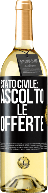 Spedizione Gratuita | Vino bianco Edizione WHITE Stato civile: ascolto le offerte Etichetta Nera. Etichetta personalizzabile Vino giovane Raccogliere 2023 Verdejo