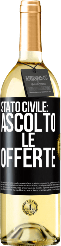 29,95 € Spedizione Gratuita | Vino bianco Edizione WHITE Stato civile: ascolto le offerte Etichetta Nera. Etichetta personalizzabile Vino giovane Raccogliere 2025 Verdejo
