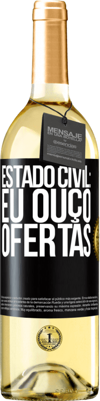 Envio grátis | Vinho branco Edição WHITE Estado civil: eu ouço ofertas Etiqueta Preta. Etiqueta personalizável Vinho jovem Colheita 2023 Verdejo