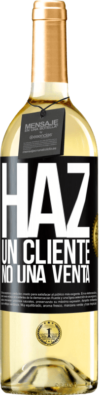 29,95 € Envío gratis | Vino Blanco Edición WHITE Haz un cliente, no una venta Etiqueta Negra. Etiqueta personalizable Vino joven Cosecha 2023 Verdejo