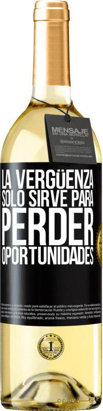 29,95 € | Vino Blanco Edición WHITE La vergüenza sólo sirve para perder oportunidades Etiqueta Negra. Etiqueta personalizable Vino joven Cosecha 2023 Verdejo