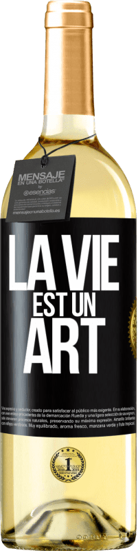 29,95 € Envoi gratuit | Vin blanc Édition WHITE La vie est un art Étiquette Noire. Étiquette personnalisable Vin jeune Récolte 2023 Verdejo