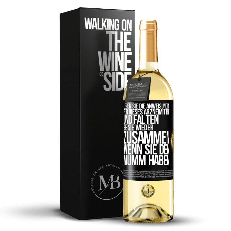 29,95 € Kostenloser Versand | Weißwein WHITE Ausgabe Lesen Sie die Anweisungen für dieses Arzneimittel und falten Sie sie wieder zusammen, wenn Sie den Mumm haben Schwarzes Etikett. Anpassbares Etikett Junger Wein Ernte 2025 Verdejo