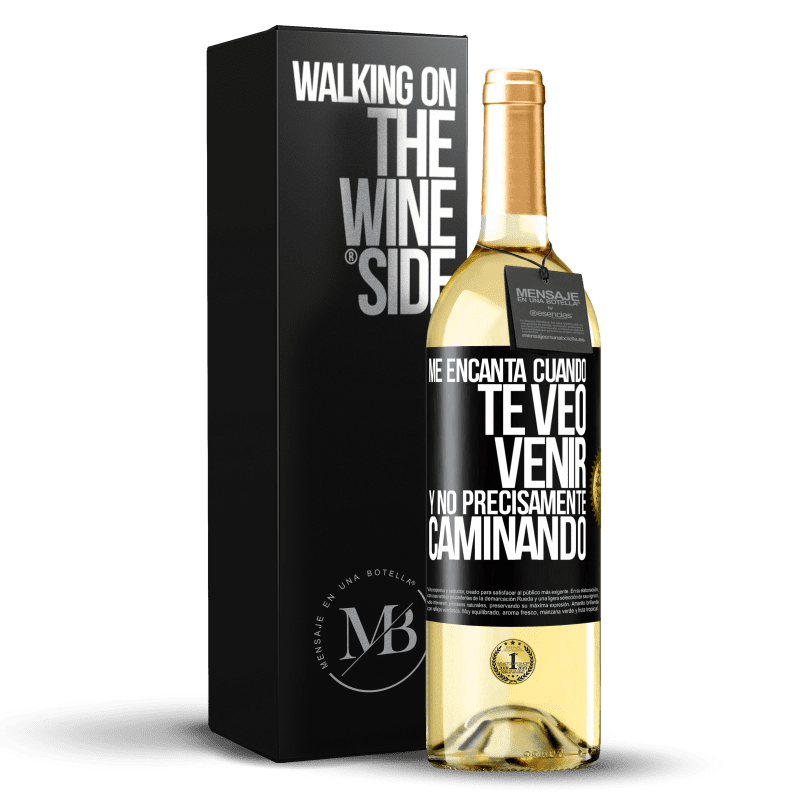 29,95 € Envío gratis | Vino Blanco Edición WHITE Me encanta cuando te veo venir y no precisamente caminando Etiqueta Negra. Etiqueta personalizable Vino joven Cosecha 2023 Verdejo