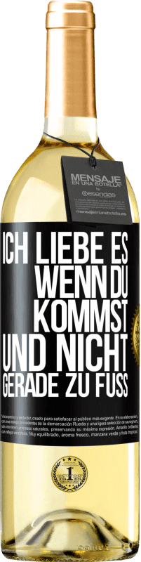 Kostenloser Versand | Weißwein WHITE Ausgabe Ich liebe es, wenn du kommst und nicht gerade zu Fuß Schwarzes Etikett. Anpassbares Etikett Junger Wein Ernte 2023 Verdejo