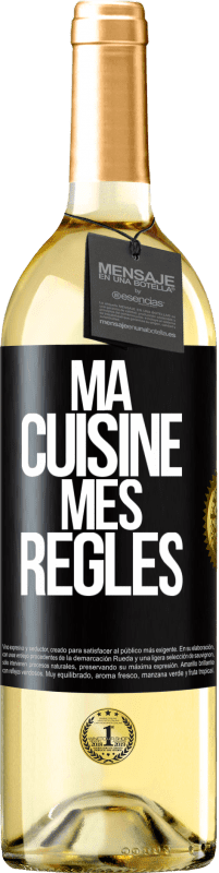 Envoi gratuit | Vin blanc Édition WHITE Ma cuisine, mes règles Étiquette Noire. Étiquette personnalisable Vin jeune Récolte 2023 Verdejo