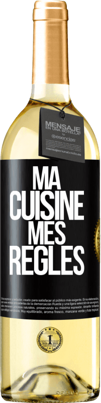 29,95 € | Vin blanc Édition WHITE Ma cuisine, mes règles Étiquette Noire. Étiquette personnalisable Vin jeune Récolte 2025 Verdejo