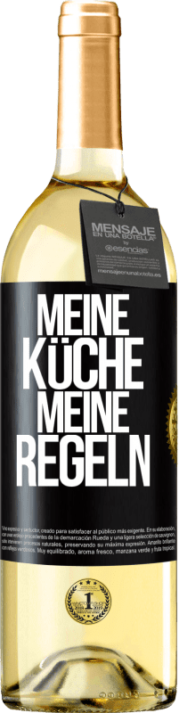 Kostenloser Versand | Weißwein WHITE Ausgabe Meine Küche, meine Regeln Schwarzes Etikett. Anpassbares Etikett Junger Wein Ernte 2023 Verdejo