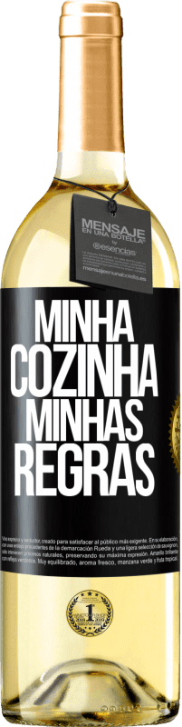 Envio grátis | Vinho branco Edição WHITE Minha cozinha, minhas regras Etiqueta Preta. Etiqueta personalizável Vinho jovem Colheita 2023 Verdejo