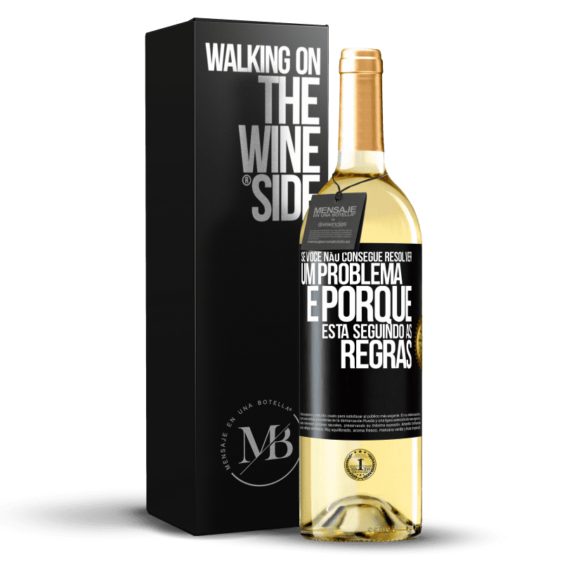 29,95 € Envio grátis | Vinho branco Edição WHITE Se você não consegue resolver um problema é porque está seguindo as regras Etiqueta Preta. Etiqueta personalizável Vinho jovem Colheita 2024 Verdejo