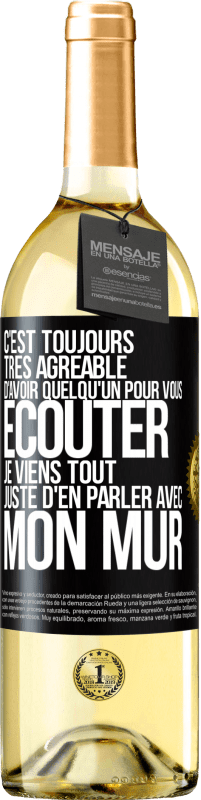 Envoi gratuit | Vin blanc Édition WHITE C'est toujours très agréable d'avoir quelqu'un pour vous écouter. Je viens tout juste d'en parler avec mon mur Étiquette Noire. Étiquette personnalisable Vin jeune Récolte 2023 Verdejo