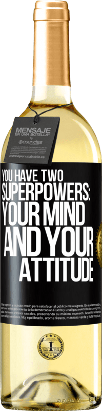 29,95 € | Белое вино Издание WHITE У вас есть две сверхспособности: ваш ум и ваше отношение Черная метка. Настраиваемая этикетка Молодое вино Урожай 2023 Verdejo