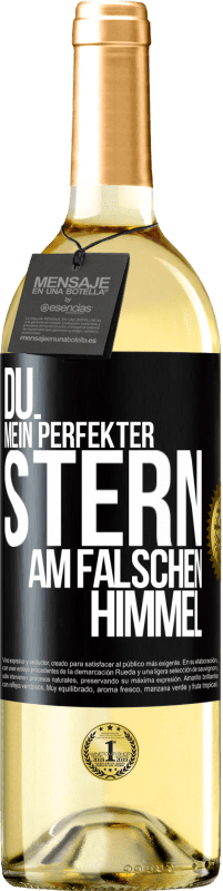 Kostenloser Versand | Weißwein WHITE Ausgabe Du. Mein perfekter Stern am falschen Himmel Schwarzes Etikett. Anpassbares Etikett Junger Wein Ernte 2023 Verdejo