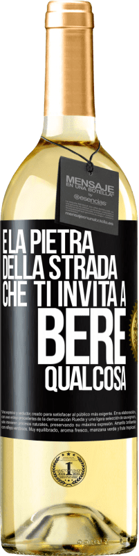 Spedizione Gratuita | Vino bianco Edizione WHITE E la pietra della strada che ti invita a bere qualcosa Etichetta Nera. Etichetta personalizzabile Vino giovane Raccogliere 2023 Verdejo