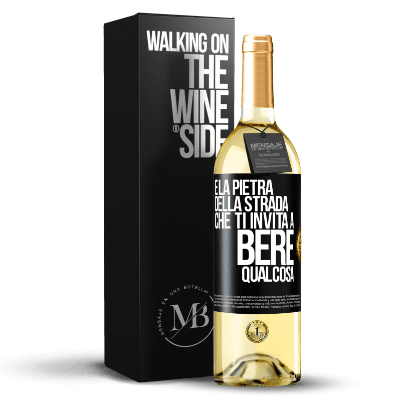 29,95 € Spedizione Gratuita | Vino bianco Edizione WHITE E la pietra della strada che ti invita a bere qualcosa Etichetta Nera. Etichetta personalizzabile Vino giovane Raccogliere 2023 Verdejo