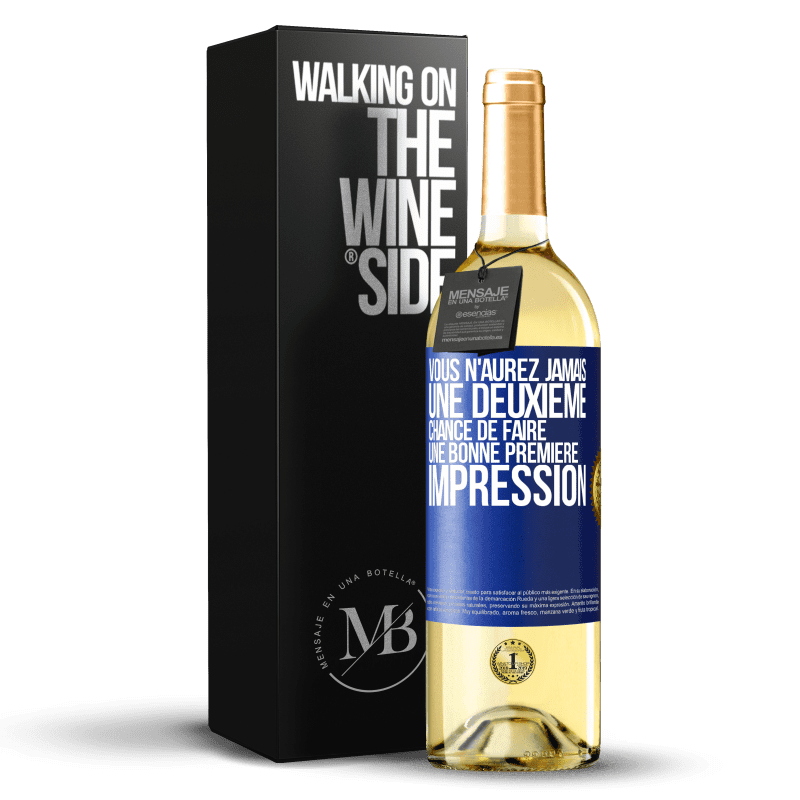 29,95 € Envoi gratuit | Vin blanc Édition WHITE Vous n'aurez jamais une deuxième chance de faire une bonne première impression Étiquette Bleue. Étiquette personnalisable Vin jeune Récolte 2024 Verdejo