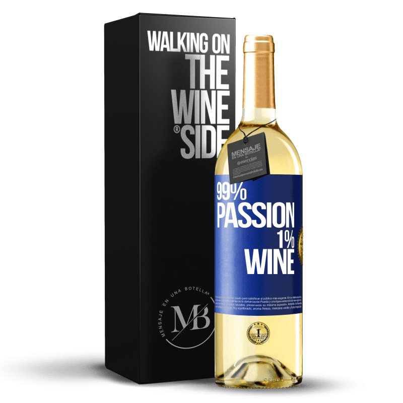 29,95 € Spedizione Gratuita | Vino bianco Edizione WHITE 99% passion, 1% wine Etichetta Blu. Etichetta personalizzabile Vino giovane Raccogliere 2023 Verdejo