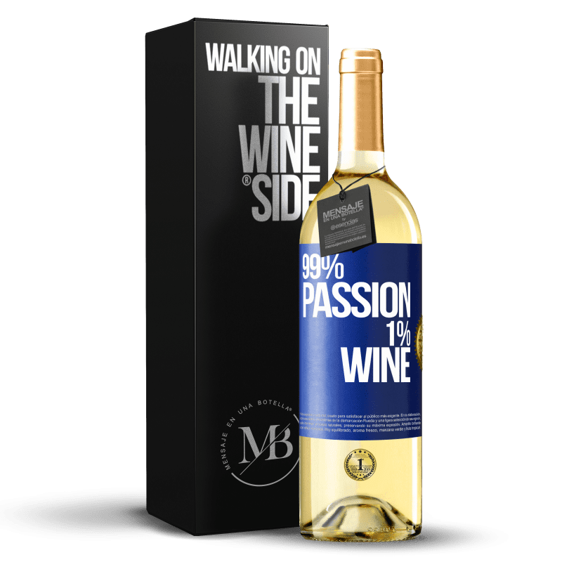 29,95 € Spedizione Gratuita | Vino bianco Edizione WHITE 99% passion, 1% wine Etichetta Blu. Etichetta personalizzabile Vino giovane Raccogliere 2024 Verdejo