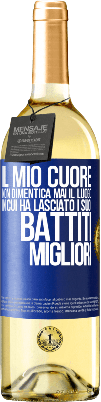 29,95 € | Vino bianco Edizione WHITE Il mio cuore non dimentica mai il luogo in cui ha lasciato i suoi battiti migliori Etichetta Blu. Etichetta personalizzabile Vino giovane Raccogliere 2025 Verdejo