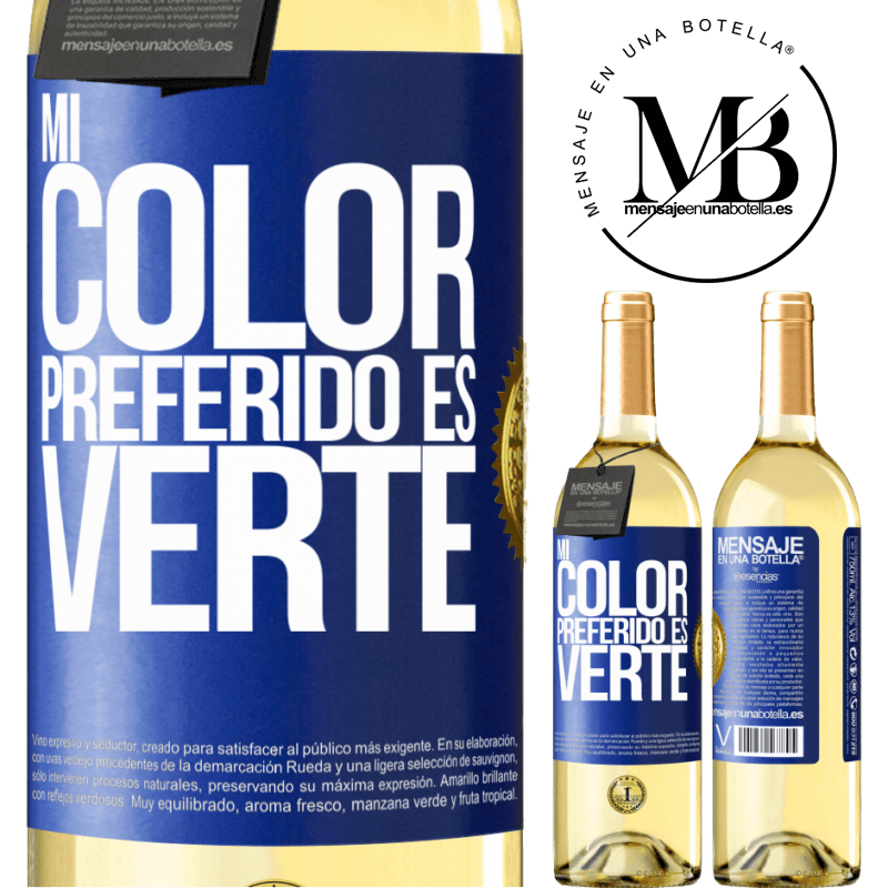 29,95 € Envoi gratuit | Vin blanc Édition WHITE Mi color preferido es: verte Étiquette Bleue. Étiquette personnalisable Vin jeune Récolte 2022 Verdejo