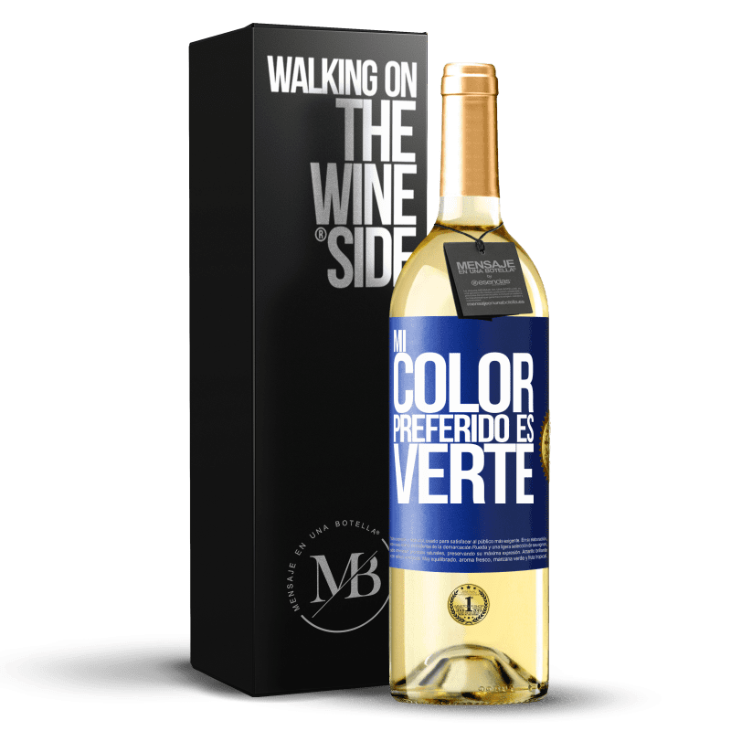 29,95 € Envío gratis | Vino Blanco Edición WHITE Mi color preferido es: verte Etiqueta Azul. Etiqueta personalizable Vino joven Cosecha 2023 Verdejo
