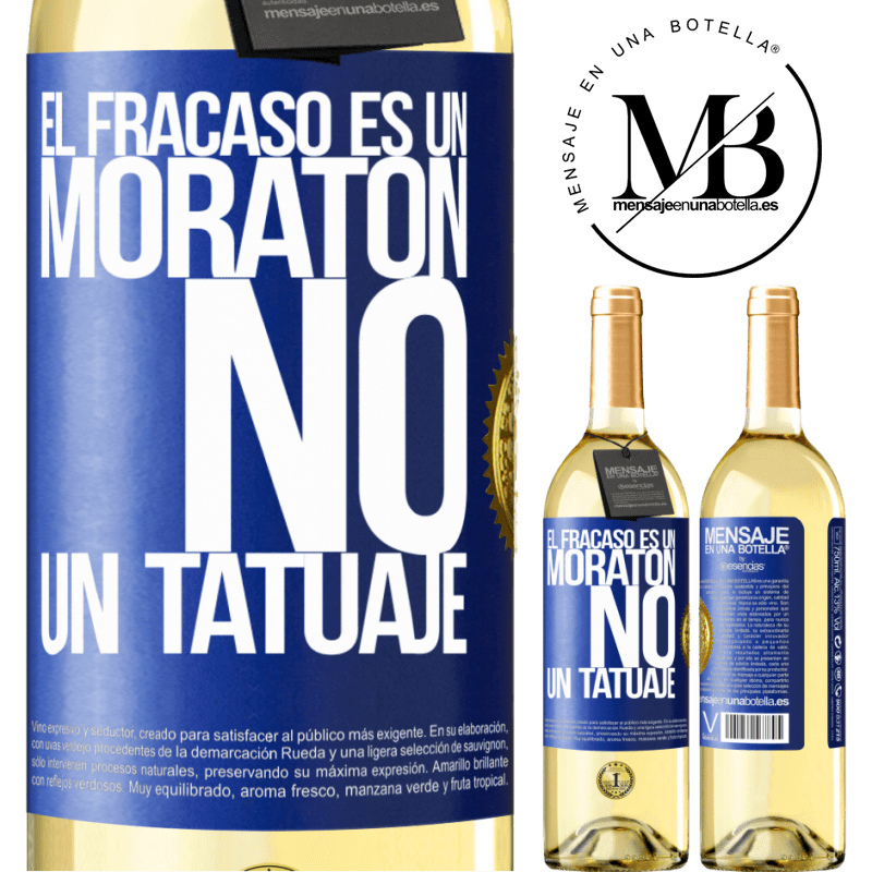 29,95 € Envío gratis | Vino Blanco Edición WHITE El fracaso es un moratón, no un tatuaje Etiqueta Azul. Etiqueta personalizable Vino joven Cosecha 2023 Verdejo