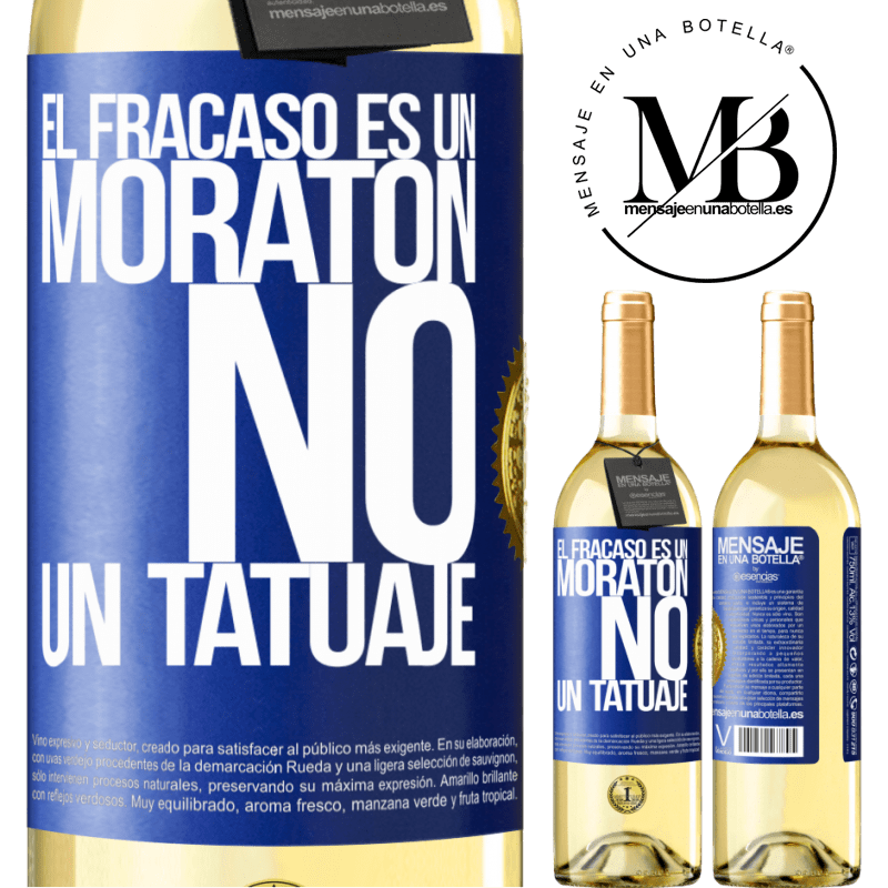 29,95 € Envío gratis | Vino Blanco Edición WHITE El fracaso es un moratón, no un tatuaje Etiqueta Azul. Etiqueta personalizable Vino joven Cosecha 2024 Verdejo