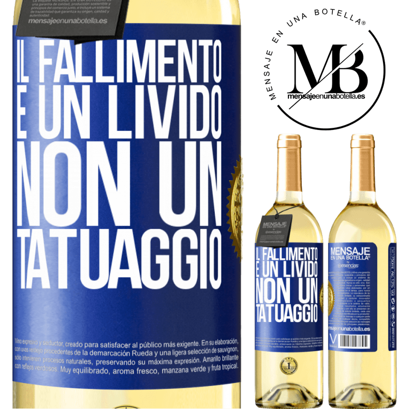 29,95 € Spedizione Gratuita | Vino bianco Edizione WHITE Il fallimento è un livido, non un tatuaggio Etichetta Blu. Etichetta personalizzabile Vino giovane Raccogliere 2023 Verdejo