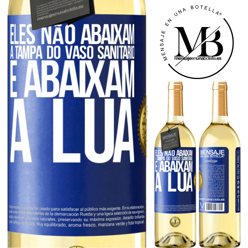 29,95 € Envio grátis | Vinho branco Edição WHITE Eles não abaixam a tampa do vaso sanitário e abaixam a lua Etiqueta Azul. Etiqueta personalizável Vinho jovem Colheita 2024 Verdejo