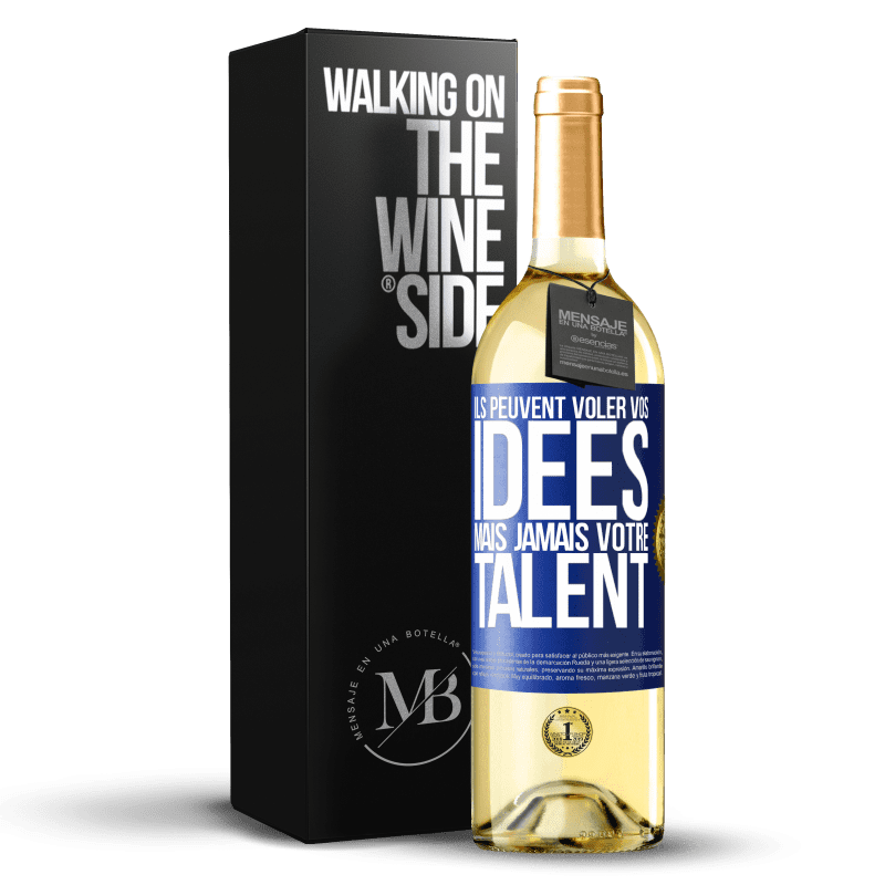 29,95 € Envoi gratuit | Vin blanc Édition WHITE Ils peuvent voler vos idées mais jamais votre talent Étiquette Bleue. Étiquette personnalisable Vin jeune Récolte 2024 Verdejo