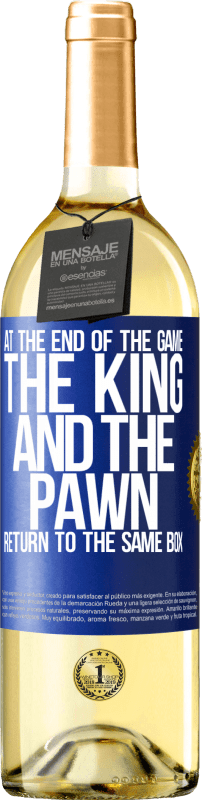 29,95 € | Белое вино Издание WHITE В конце игры король и пешка возвращаются в одну и ту же коробку Синяя метка. Настраиваемая этикетка Молодое вино Урожай 2023 Verdejo