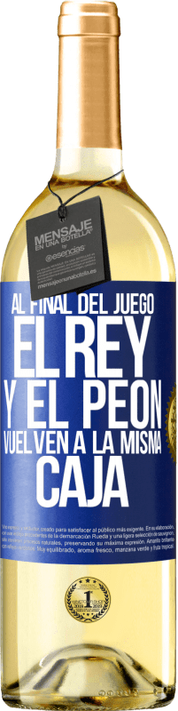 29,95 € Envío gratis | Vino Blanco Edición WHITE Al final del juego, el rey y el peón vuelven a la misma caja Etiqueta Azul. Etiqueta personalizable Vino joven Cosecha 2025 Verdejo
