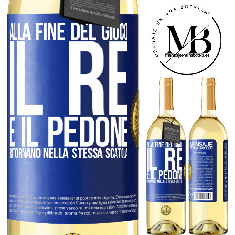 29,95 € Spedizione Gratuita | Vino bianco Edizione WHITE Alla fine del gioco, il re e il pedone ritornano nella stessa scatola Etichetta Blu. Etichetta personalizzabile Vino giovane Raccogliere 2023 Verdejo