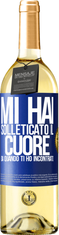 29,95 € | Vino bianco Edizione WHITE Mi hai solleticato il cuore da quando ti ho incontrato Etichetta Blu. Etichetta personalizzabile Vino giovane Raccogliere 2024 Verdejo