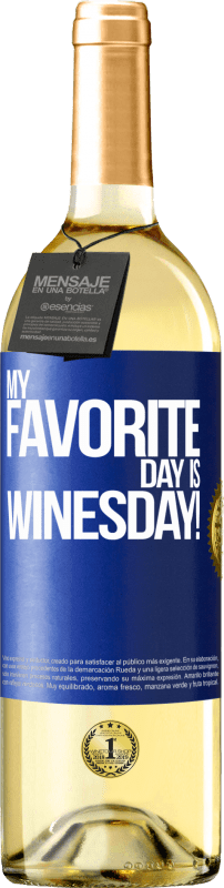 29,95 € | Белое вино Издание WHITE My favorite day is winesday! Синяя метка. Настраиваемая этикетка Молодое вино Урожай 2024 Verdejo