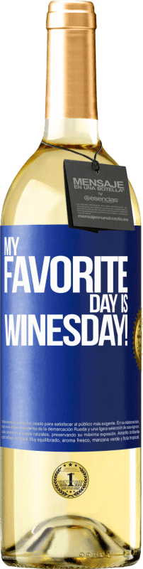 29,95 € | Weißwein WHITE Ausgabe My favorite day is winesday! Blaue Markierung. Anpassbares Etikett Junger Wein Ernte 2023 Verdejo