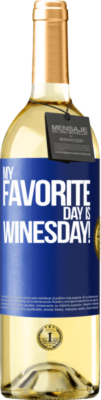 29,95 € | Weißwein WHITE Ausgabe My favorite day is winesday! Blaue Markierung. Anpassbares Etikett Junger Wein Ernte 2024 Verdejo