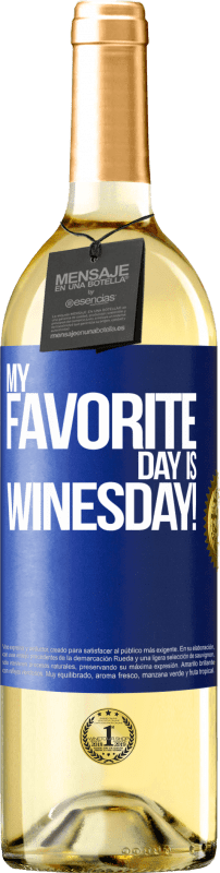 29,95 € | Vino bianco Edizione WHITE My favorite day is winesday! Etichetta Blu. Etichetta personalizzabile Vino giovane Raccogliere 2024 Verdejo