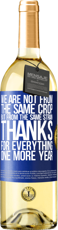 29,95 € | White Wine WHITE Edition We are not from the same crop, but from the same strain. Thanks for everything, one more year Blue Label. Customizable label Young wine Harvest 2023 Verdejo